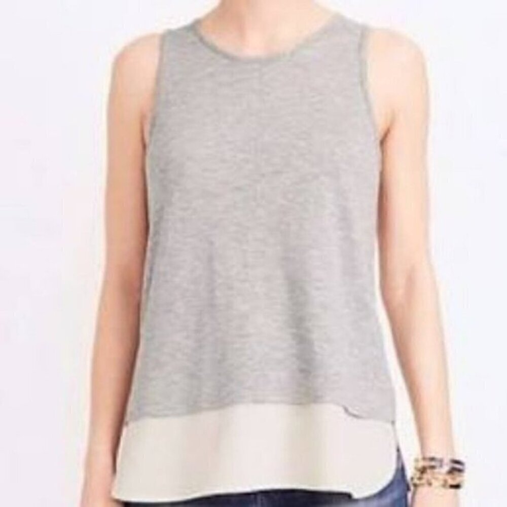 J Crew Factory Tank Top size XL new gray white sleeveless